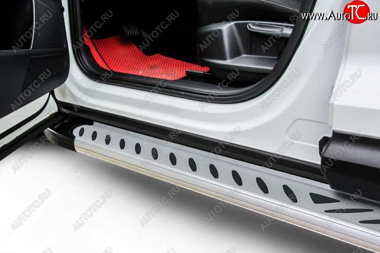 17 399 р. Пороги алюминиевые Slitkoff  Hyundai Santa Fe  DM (2012-2019) дорестайлинг, рестайлинг (Elite Silver)  с доставкой в г. Майкоп