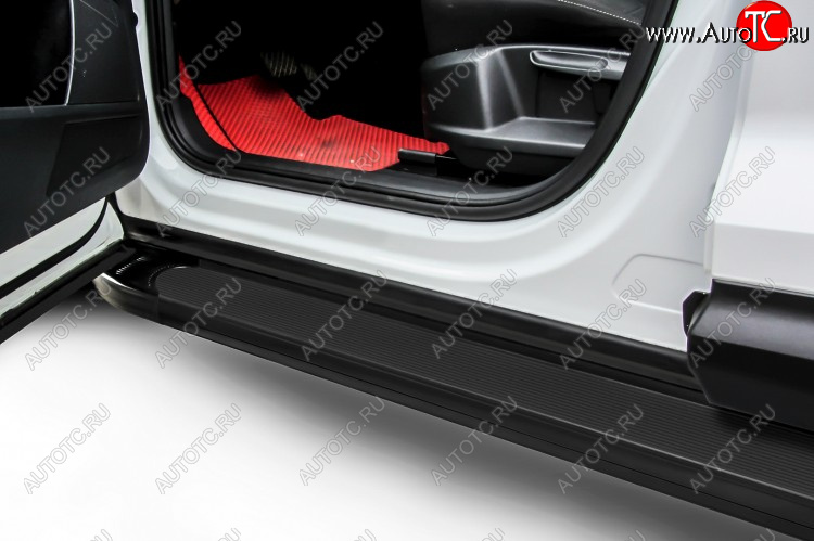 13 349 р. Пороги алюминиевые Slitkoff Hyundai Santa Fe DM дорестайлинг (2012-2016) (Optima Black)  с доставкой в г. Майкоп
