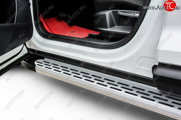 17 399 р. Пороги алюминиевые Slitkoff  Hyundai Santa Fe  DM (2012-2019) дорестайлинг, рестайлинг (Premium Silver)  с доставкой в г. Майкоп