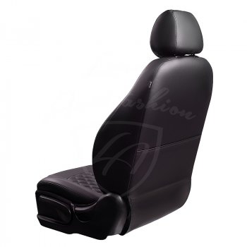 9 449 р. Чехлы для сидений Lord Autofashion Турин Ромб (экокожа) Hyundai Santa Fe DM дорестайлинг (2012-2016) (Черный, вставка черная, строчка черная)  с доставкой в г. Майкоп. Увеличить фотографию 3