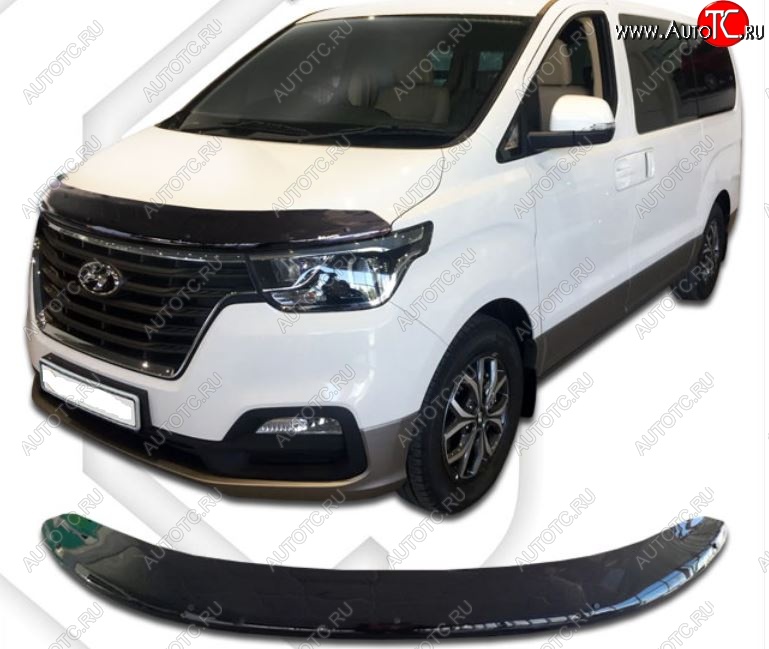 2 899 р. Дефлектор капота CA-Plastic exclusive Hyundai Starex/Grand Starex/H1 TQ 2-ой рестайлинг (2017-2022) (Classic черный, Без надписи)  с доставкой в г. Майкоп