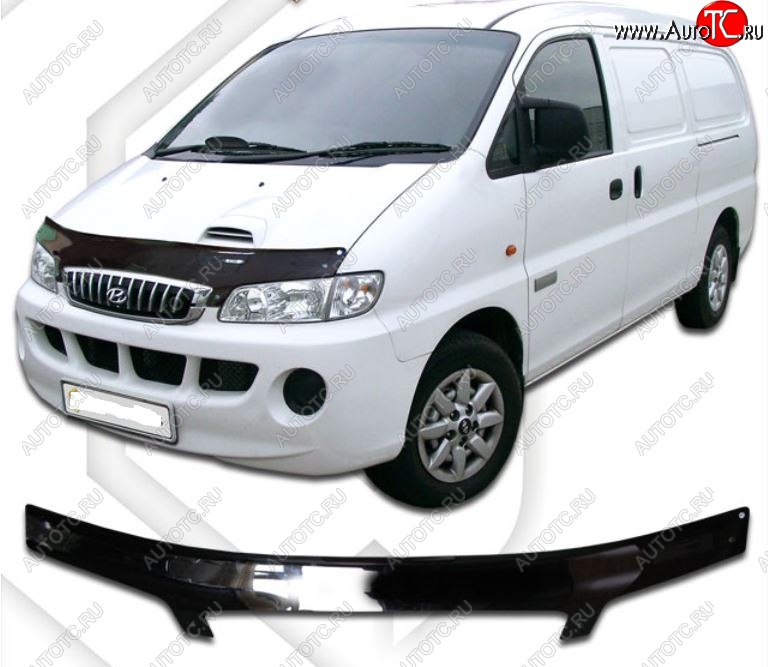2 199 р. Дефлектор капота CA-Plastic  Hyundai Starex/H1  A1 (1997-2004) дорестайлинг (Classic черный, Без надписи)  с доставкой в г. Майкоп