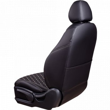 10 899 р. Чехлы для сидений Lord Autofashion Байрон (экокожа, сиденья и спинка 60/40, 3 Г-образных подголовника) Hyundai I30 2 GD дорестайлинг, хэтчбэк 5 дв. (2011-2015) (Черный, вставка черная, строчка бежевая)  с доставкой в г. Майкоп. Увеличить фотографию 4