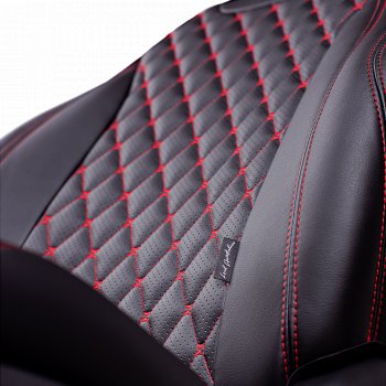 14 999 р. Чехлы для сидений Lord Autofashion Байрон (экокожа, сиденья и спинка 60/40, 3 Г-образных подголовника)  Hyundai I30  2 GD (2011-2017) дорестайлинг универсал, дорестайлинг, хэтчбэк 5 дв., рестайлинг универсал, рестайлинг, хэтчбэк 5 дв. (Черный, вставка черная, строчка красная)  с доставкой в г. Майкоп. Увеличить фотографию 3