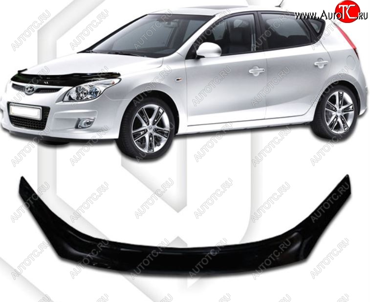 3 199 р. Дефлектор капота CA-Plastic Hyundai I30 FD хэтчбэк 5 дв. рестайлинг (2010-2012) (Classic черный, Без надписи)  с доставкой в г. Майкоп