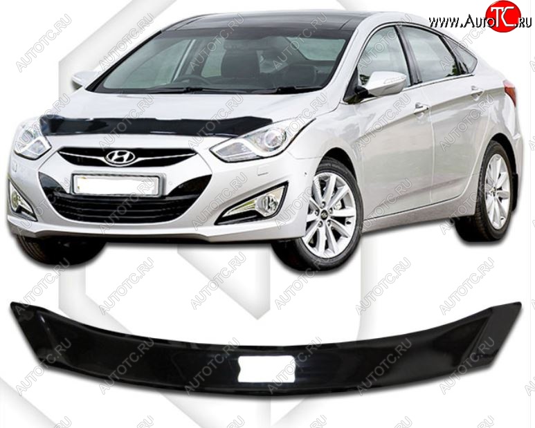 1 999 р. Дефлектор капота CA-Plastic  Hyundai I40  1 VF (2011-2019) дорестайлинг седан, дорестайлинг универсал, рестайлинг седан, рестайлинг универсал (Classic черный, Без надписи)  с доставкой в г. Майкоп