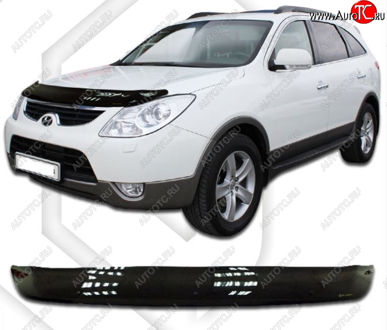 2 199 р. Дефлектор капота CA-Plastic  Hyundai IX55  EN (2006-2013) (серия Classic черный, Без надписи)  с доставкой в г. Майкоп