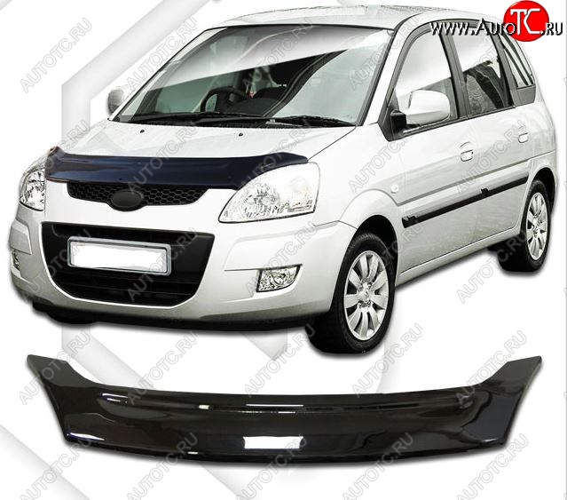 2 159 р. Дефлектор капота CA-Plastic Hyundai Matrix 1 FC 2-ой рестайлинг (2008-2010) (Classic черный, Без надписи)  с доставкой в г. Майкоп