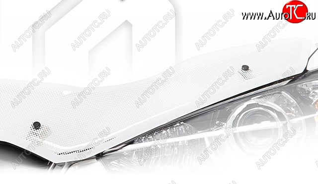 2 399 р. Дефлектор капота CA-Plastic  Hyundai Matrix  1 FC (2008-2010) 2-ой рестайлинг (Шелкография белая)  с доставкой в г. Майкоп