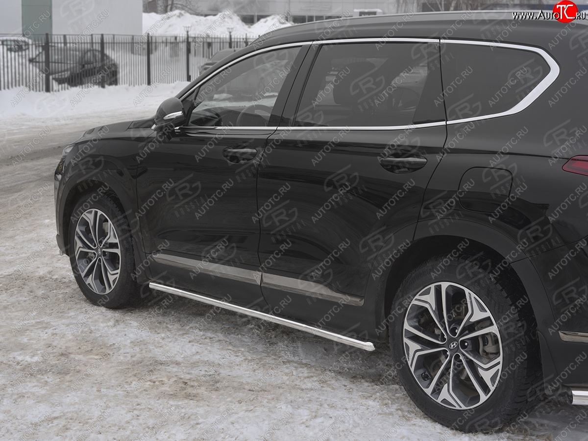 17 299 р. Защита порогов из трубы d42 SLITKOFF Hyundai Santa Fe TM рестайлинг (2020-2022) (Вариант 1 (со скосами на торцах))  с доставкой в г. Майкоп