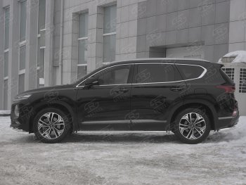 17 299 р. Защита порогов из трубы d42 SLITKOFF Hyundai Santa Fe TM рестайлинг (2020-2022) (Вариант 1 (со скосами на торцах))  с доставкой в г. Майкоп. Увеличить фотографию 2