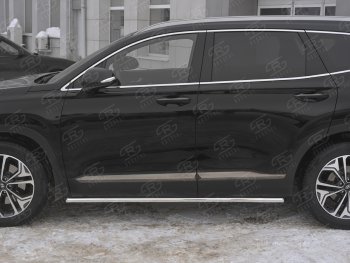 17 299 р. Защита порогов из трубы d42 SLITKOFF Hyundai Santa Fe TM рестайлинг (2020-2022) (Вариант 1 (со скосами на торцах))  с доставкой в г. Майкоп. Увеличить фотографию 3