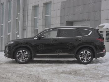 21 599 р. Пороги из трубы d63 SLITKOFF  Hyundai Santa Fe  TM (2018-2022) дорестайлинг, рестайлинг (Вариант 1 (со скосами на торцах))  с доставкой в г. Майкоп. Увеличить фотографию 2