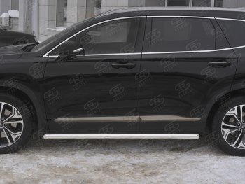21 599 р. Пороги из трубы d63 SLITKOFF  Hyundai Santa Fe  TM (2018-2022) дорестайлинг, рестайлинг (Вариант 1 (со скосами на торцах))  с доставкой в г. Майкоп. Увеличить фотографию 3