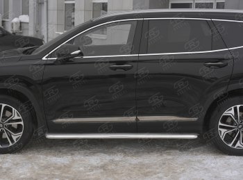 35 549 р. Пороги из трубы d42 с листом SLITKOFF  Hyundai Santa Fe  TM (2018-2021) дорестайлинг (Лист нерж, проф. нерж)  с доставкой в г. Майкоп. Увеличить фотографию 3