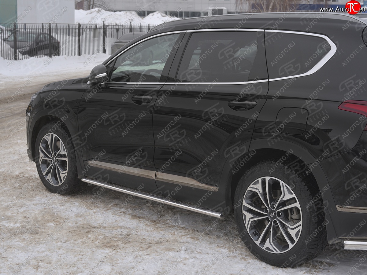 16 649 р. Пороги из труб 75х42 с проступью Russtal Hyundai Santa Fe TM дорестайлинг (2018-2021)  с доставкой в г. Майкоп