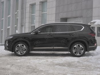 16 649 р. Пороги из труб 75х42 с проступью Russtal Hyundai Santa Fe TM дорестайлинг (2018-2021)  с доставкой в г. Майкоп. Увеличить фотографию 2