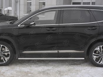 16 649 р. Пороги из труб 75х42 с проступью Russtal Hyundai Santa Fe TM дорестайлинг (2018-2021)  с доставкой в г. Майкоп. Увеличить фотографию 3