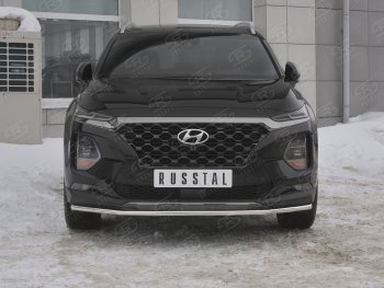 Защита переднего бампера (Ø42 мм, нержавейка) SLITKOFF Hyundai Santa Fe  TM (2018-2021) дорестайлинг