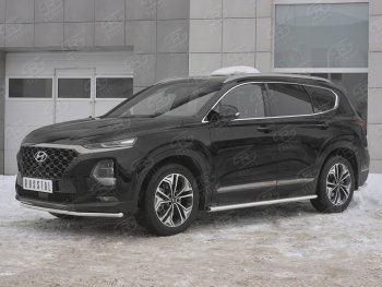 15 499 р. Защита переднего бампера (Ø42 мм, нержавейка) SLITKOFF  Hyundai Santa Fe  TM (2018-2021) дорестайлинг  с доставкой в г. Майкоп. Увеличить фотографию 2