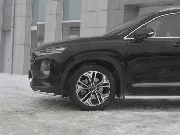 15 499 р. Защита переднего бампера (Ø42 мм, нержавейка) SLITKOFF  Hyundai Santa Fe  TM (2018-2021) дорестайлинг  с доставкой в г. Майкоп. Увеличить фотографию 3