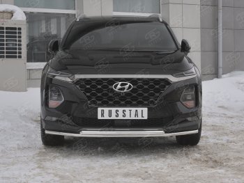 Защита переднего бампера из труб d42 SLITKOFF Hyundai Santa Fe  TM (2018-2021) дорестайлинг