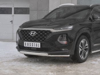 19 299 р. Защита переднего бампера из труб d42 SLITKOFF  Hyundai Santa Fe  TM (2018-2021) дорестайлинг  с доставкой в г. Майкоп. Увеличить фотографию 3