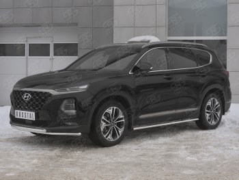 19 299 р. Защита переднего бампера из труб d42 SLITKOFF  Hyundai Santa Fe  TM (2018-2021) дорестайлинг  с доставкой в г. Майкоп. Увеличить фотографию 4
