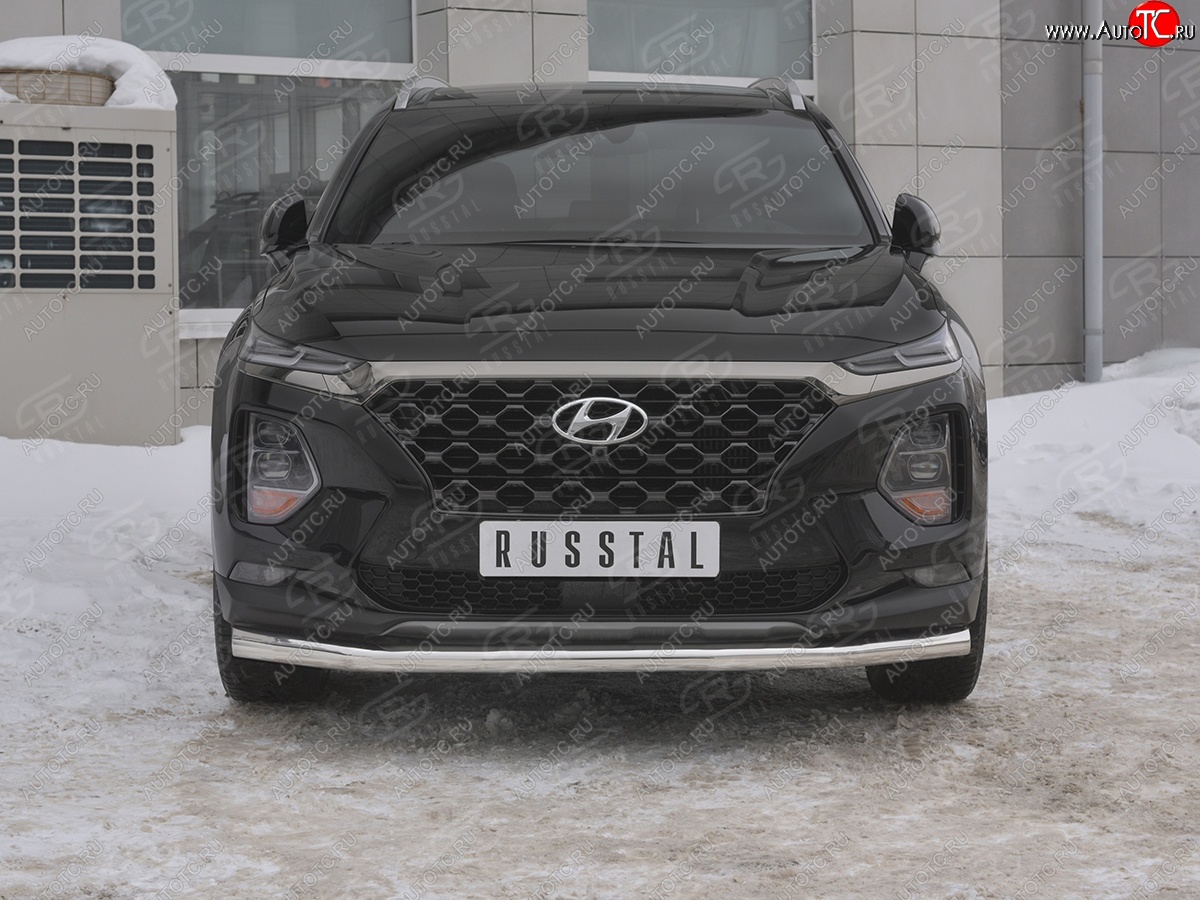 16 699 р. Защита переднего бампера (Ø63 мм, нержавейка) SLITKOFF  Hyundai Santa Fe  TM (2018-2021) дорестайлинг  с доставкой в г. Майкоп