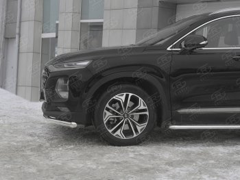 16 699 р. Защита переднего бампера (Ø63 мм, нержавейка) SLITKOFF  Hyundai Santa Fe  TM (2018-2021) дорестайлинг  с доставкой в г. Майкоп. Увеличить фотографию 3