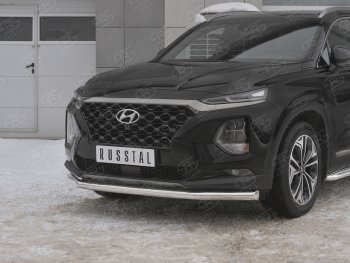 16 699 р. Защита переднего бампера (Ø63 мм, нержавейка) SLITKOFF  Hyundai Santa Fe  TM (2018-2021) дорестайлинг  с доставкой в г. Майкоп. Увеличить фотографию 4