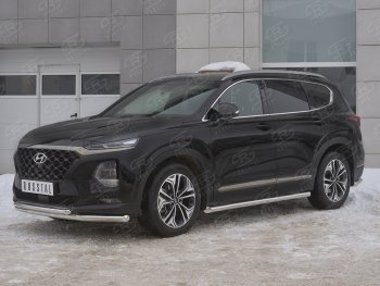 19 999 р. Защита переднего бампера (2 трубы Ø63 и 42 мм, нержавейка) SLITKOFF  Hyundai Santa Fe  TM (2018-2021) дорестайлинг  с доставкой в г. Майкоп. Увеличить фотографию 2