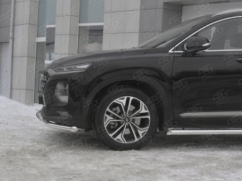 19 999 р. Защита переднего бампера (2 трубы Ø63 и 42 мм, нержавейка) SLITKOFF  Hyundai Santa Fe  TM (2018-2021) дорестайлинг  с доставкой в г. Майкоп. Увеличить фотографию 3