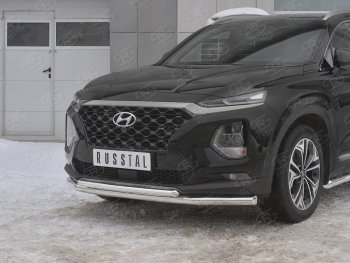 19 999 р. Защита переднего бампера (2 трубы Ø63 и 42 мм, нержавейка) SLITKOFF  Hyundai Santa Fe  TM (2018-2021) дорестайлинг  с доставкой в г. Майкоп. Увеличить фотографию 4