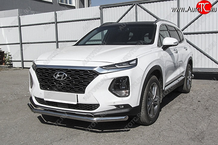 12 299 р. Защита переднего бампера Slitkoff (d57 мм)  Hyundai Santa Fe  TM (2018-2021) дорестайлинг (Нержавейка, Полированная)  с доставкой в г. Майкоп