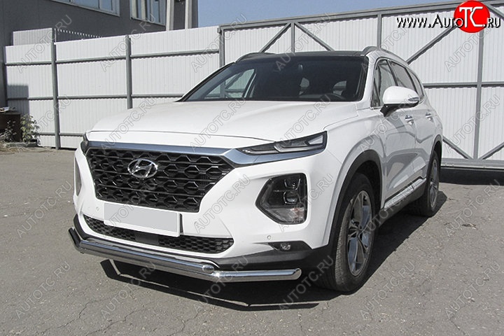 13 449 р. Защита переднего бампера Slitkoff (двойная, d57/42)  Hyundai Santa Fe  TM (2018-2021) дорестайлинг (Нержавейка, Полированная)  с доставкой в г. Майкоп