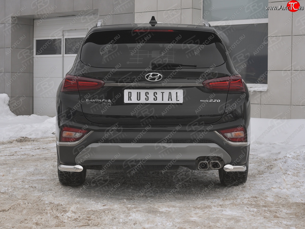 14 499 р. Защита заднего бампера (Ø63 мм уголки, нержавейка) SLITKOFF  Hyundai Santa Fe  TM (2018-2021) дорестайлинг  с доставкой в г. Майкоп