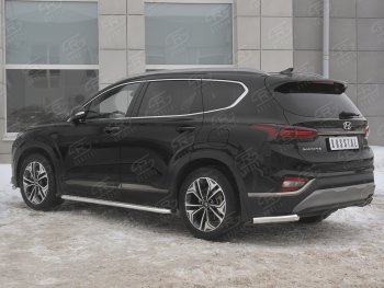 14 499 р. Защита заднего бампера (Ø63 мм уголки, нержавейка) SLITKOFF  Hyundai Santa Fe  TM (2018-2021) дорестайлинг  с доставкой в г. Майкоп. Увеличить фотографию 2
