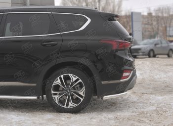 14 499 р. Защита заднего бампера (Ø63 мм уголки, нержавейка) SLITKOFF  Hyundai Santa Fe  TM (2018-2021) дорестайлинг  с доставкой в г. Майкоп. Увеличить фотографию 3