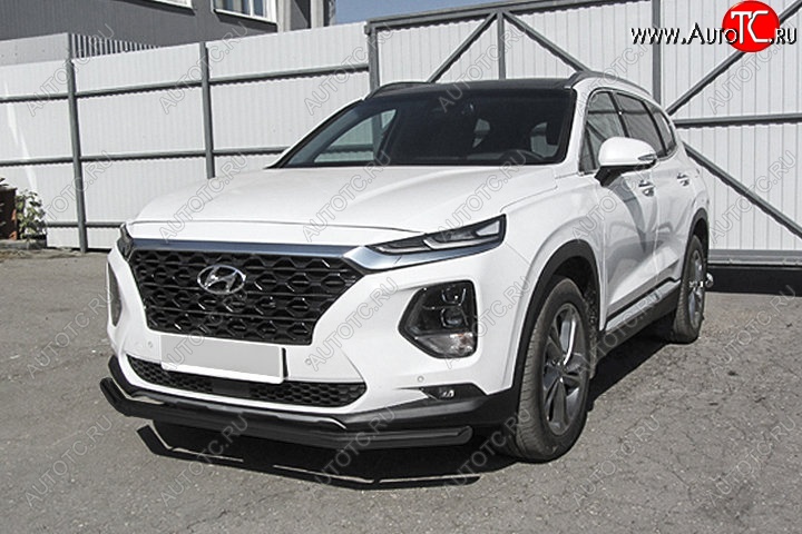11 099 р. Защита переднего бампера Slitkoff (d57 мм)  Hyundai Santa Fe  TM (2018-2021) дорестайлинг (Сталь с полимерным покрытием. Цвет: чёрный)  с доставкой в г. Майкоп