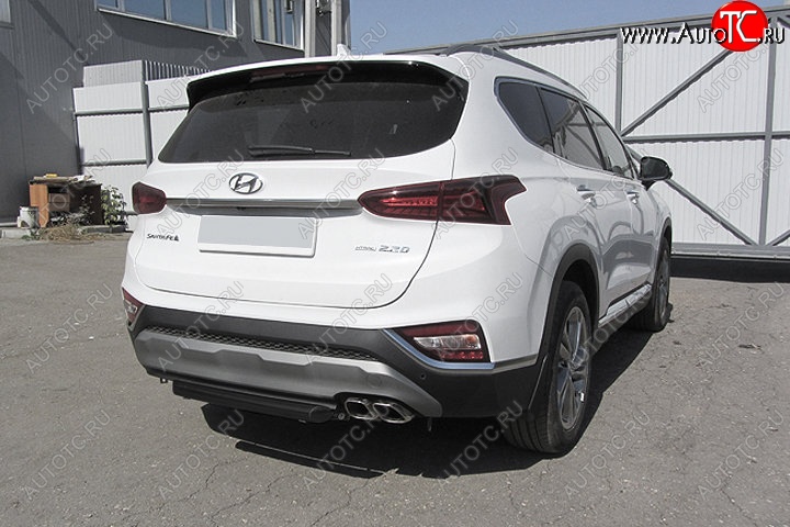 9 599 р. Защита заднего бампера Slitkoff (d57 мм)  Hyundai Santa Fe  TM (2018-2021) дорестайлинг (Сталь с полимерным покрытием. Цвет: чёрный)  с доставкой в г. Майкоп