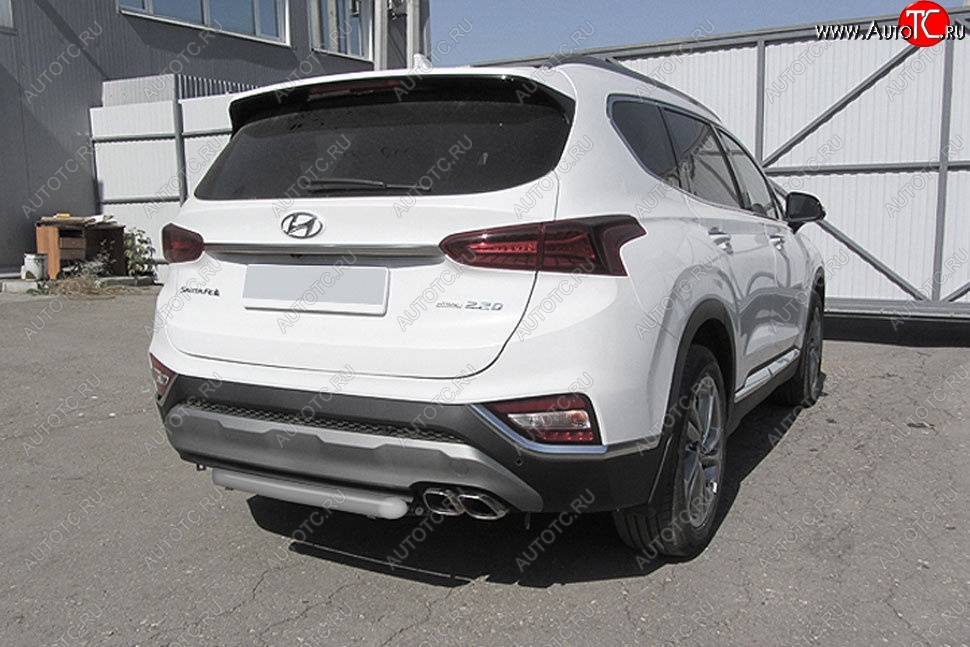 7 499 р. Защита заднего бампера Slitkoff (d57 мм)  Hyundai Santa Fe  TM (2018-2021) дорестайлинг (Сталь с полимерным покрытием. Цвет: серебристый)  с доставкой в г. Майкоп