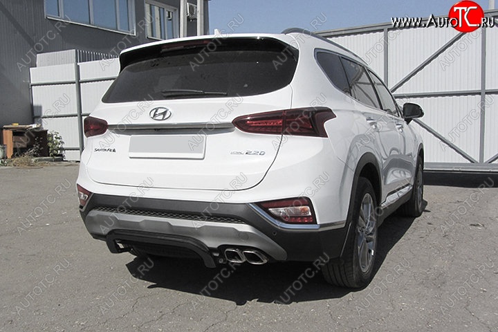 10 299 р. Защита заднего бампера Slitkoff (скоба, d57 мм)  Hyundai Santa Fe  TM (2018-2021) дорестайлинг (Сталь с полимерным покрытием. Цвет: чёрный)  с доставкой в г. Майкоп