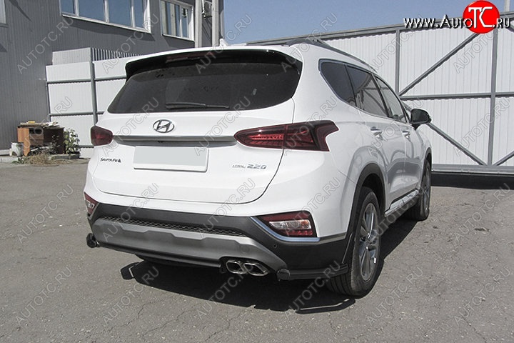 8 599 р. Защита заднего бампера Slitkoff (уголки, d57 мм)  Hyundai Santa Fe  TM (2018-2021) дорестайлинг (Сталь с полимерным покрытием. Цвет: чёрный)  с доставкой в г. Майкоп
