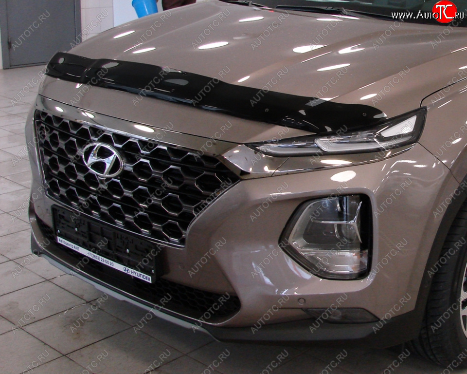 3 689 р. Дефлектор капота SIM Hyundai Santa Fe TM дорестайлинг (2018-2021)  с доставкой в г. Майкоп