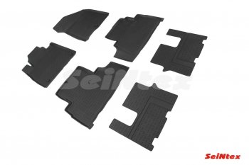 3 299 р. Износостойкие коврики в салон Seintex (с высоким бортом) Hyundai Santa Fe TM дорестайлинг (2018-2021)  с доставкой в г. Майкоп. Увеличить фотографию 2