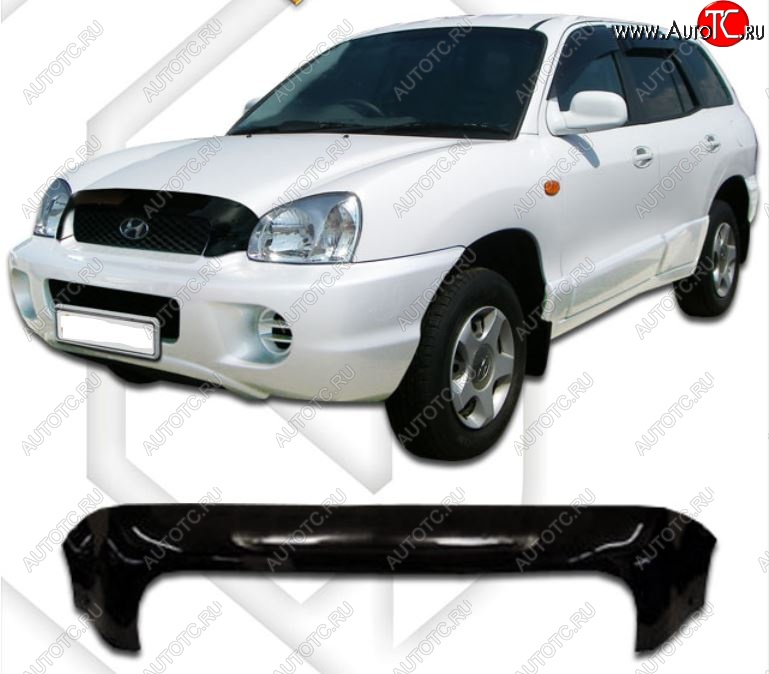 1 899 р. Дефлектор капота CA-Plastic Hyundai Santa Fe SM (2000-2012) (Classic черный, Без надписи)  с доставкой в г. Майкоп