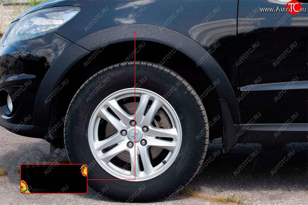 2 529 р. Расширитель арки RA (15 мм, передний левый)  Hyundai Santa Fe  CM (2006-2009) дорестайлинг (Поверхность шагрень)  с доставкой в г. Майкоп