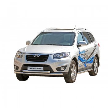 Защита порогов ТехноСфера (Техно Сфера) (нержавейка, 76 mm) Hyundai Santa Fe  CM (2009-2012) рестайлинг
