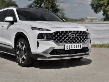 Защита переднего бампера (Ø42 мм секции, нержавейка) SLITKOFF Hyundai Santa Fe  TM (2020-2022) рестайлинг